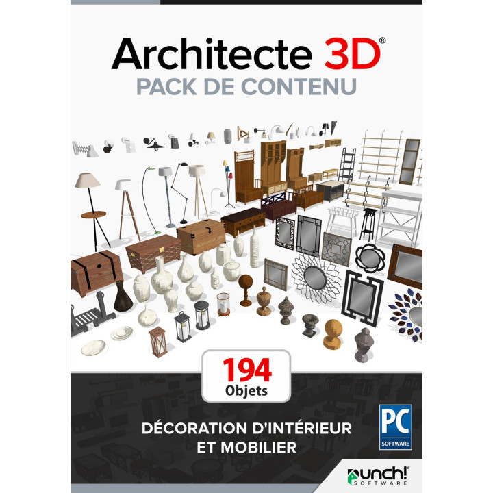 ARCHITECTE 3D® Pack de contenu - Décoration d'intérieur et mobilier