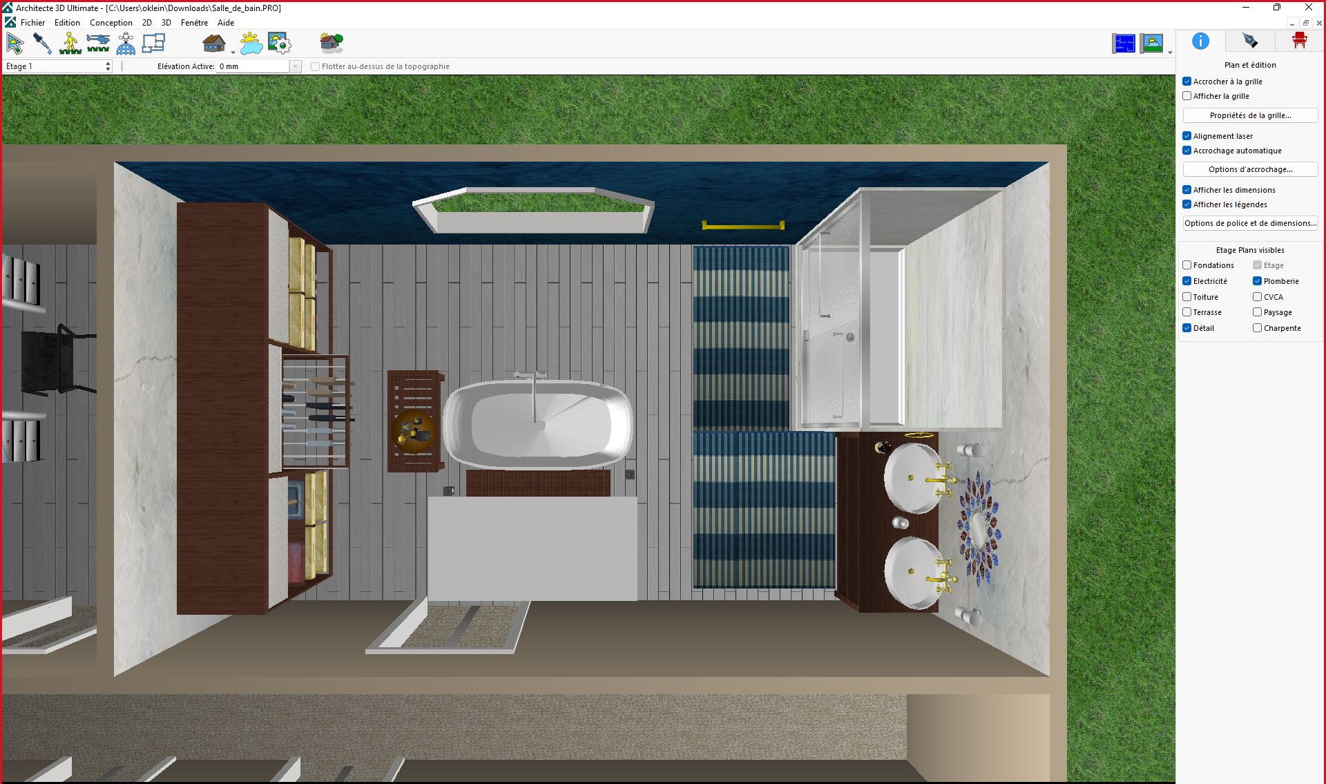 Vue de pièce salle de bain 3D 16 m2