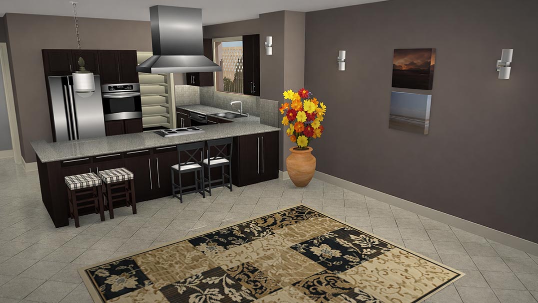 Empty basic kitchen layout before adding appliances and accessories