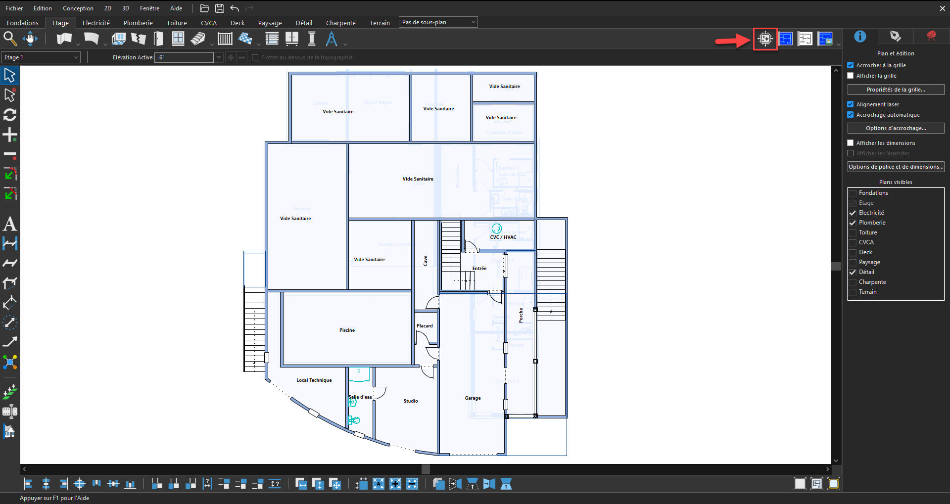Fenêtre Copilot ouverte dans le logiciel Architecte 3D, prête à être utilisée pour les questions de conception