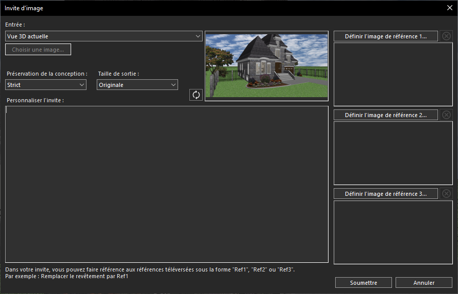 Utilisation de la Vue 3D actuelle pour la transformation de l'espace paysager