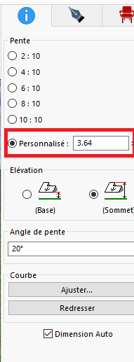 Lecture de la pente du toit dans les propriétés