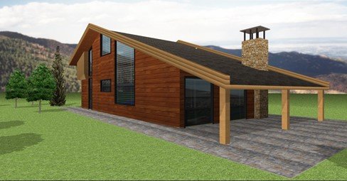 Le chalet placé sur une photo du terrain dans PhotoView