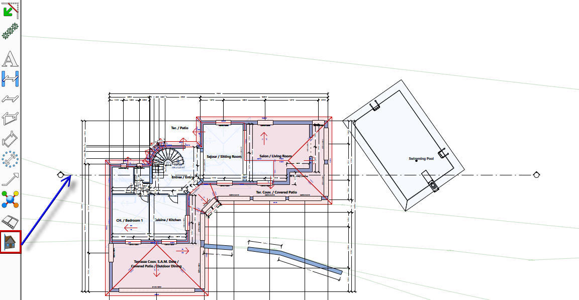 Une ligne de découpe tracée à travers le bâtiment